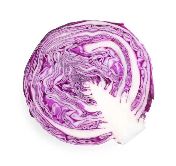 Half of fresh ripe red cabbage isolated on white