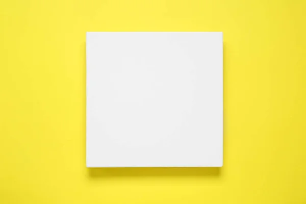 Blank Canvas Yellow Background Top View Space Design — Stock Fotó