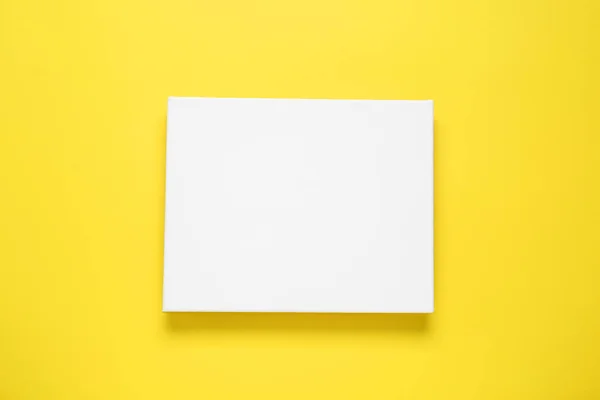 Blank Canvas Yellow Background Top View Space Design — Stok fotoğraf