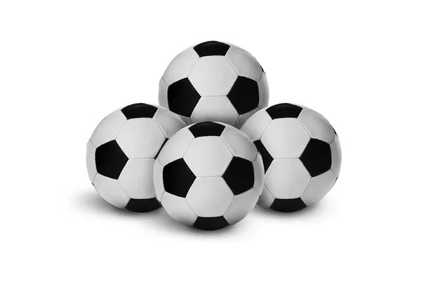 Many New Soccer Balls White Background — Foto de Stock