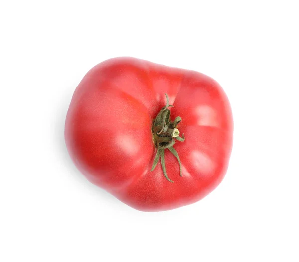 Whole Ripe Red Tomato Isolated White Top View — 스톡 사진