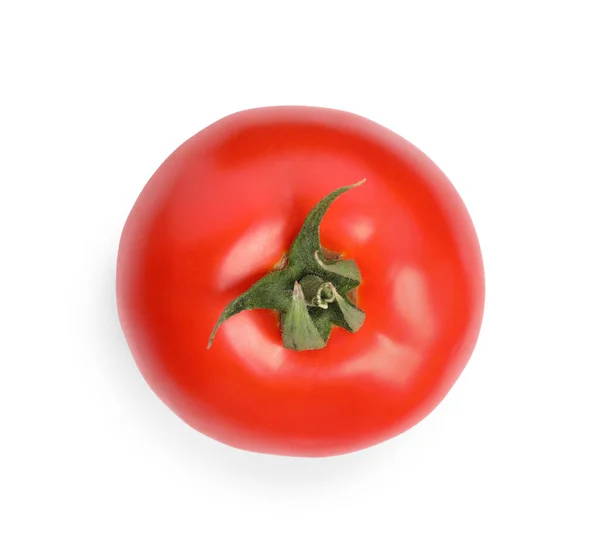 Whole Ripe Red Tomato Isolated White Top View —  Fotos de Stock