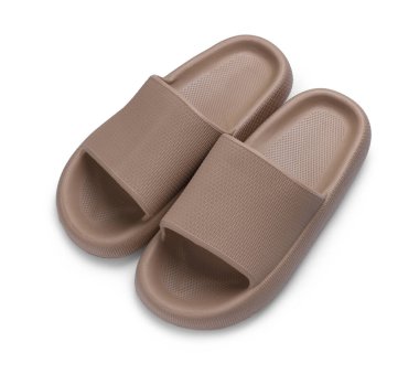 Pair of rubber slippers isolated on white