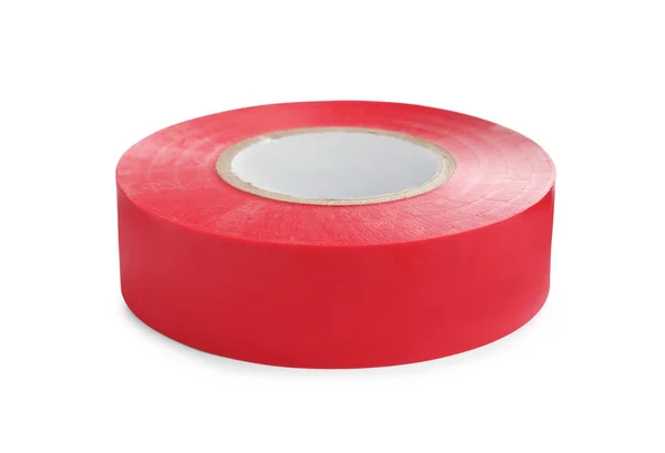 Red Insulating Tape Isolated White Electrician Supply — Zdjęcie stockowe