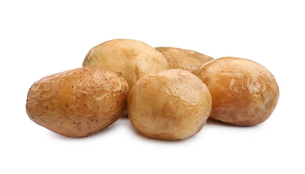 Πολλές Νόστιμες Ψητές Πατάτες Λευκό Φόντο — Φωτογραφία Αρχείου