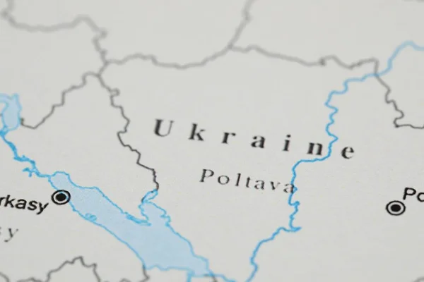 Mykolaiv Ukraine November 2020 Poltava City Marked Map Ukraine Closeup — Stock Fotó
