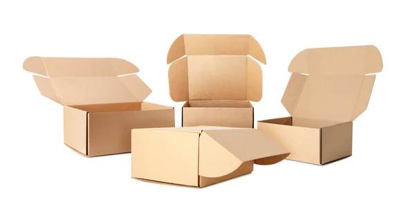 Set Cardboard Boxes White Background — Stock Photo, Image