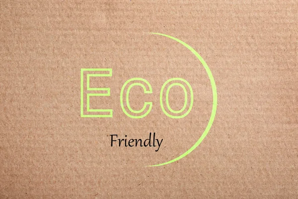 Phrase Eco Friendly Written Cardboard Top View — Zdjęcie stockowe