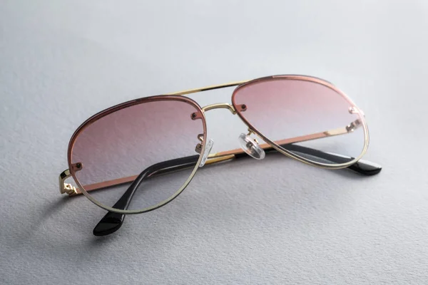 New Stylish Sunglasses White Background Closeup — Stockfoto