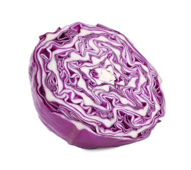 Half of fresh ripe red cabbage isolated on white