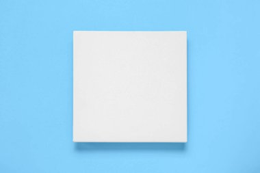 Blank canvas on light blue background, top view. Space for design