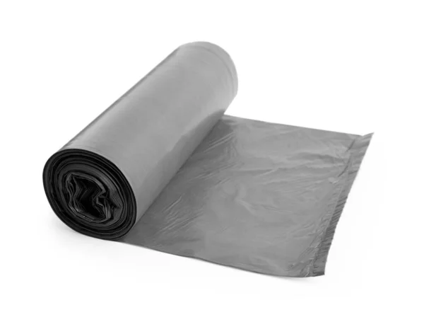Roll Grey Garbage Bags White Background Cleaning Supplies — ストック写真