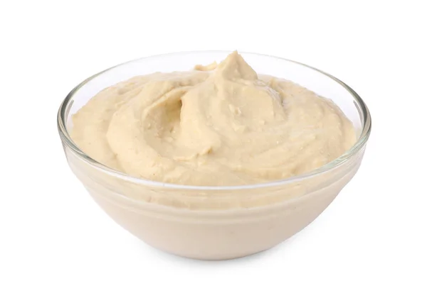 Bowl Tasty Hummus Isolated White — Stok fotoğraf