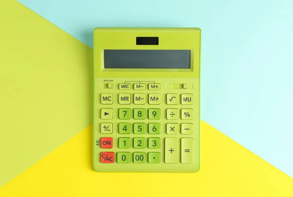 Modern Calculator Color Background Top View — Stock Photo, Image