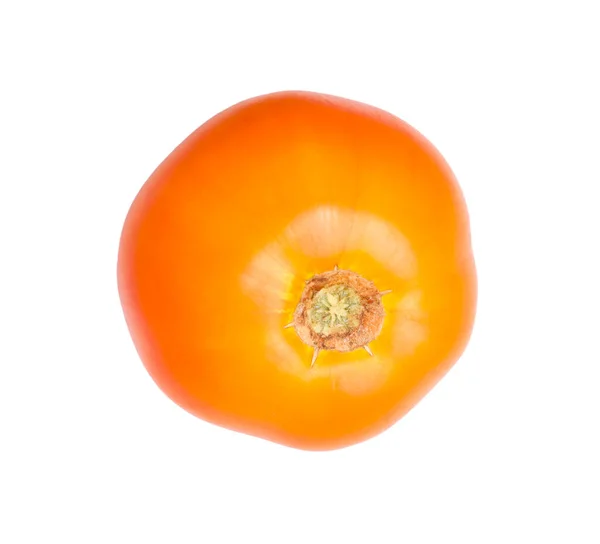 Whole Ripe Yellow Tomato Isolated White Top View — Stock Photo, Image