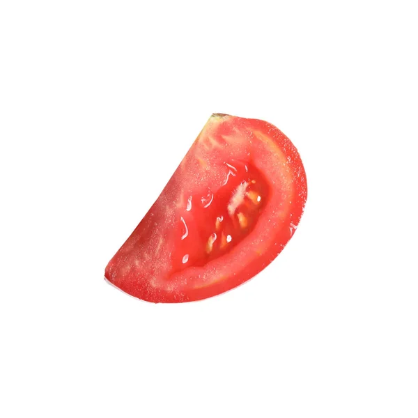 Piece Ripe Red Tomato White Background — Zdjęcie stockowe