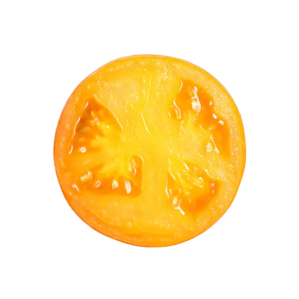 Piece Ripe Yellow Tomato White Background — 스톡 사진