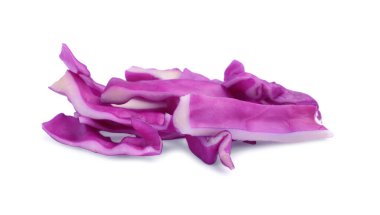 Shredded fresh red cabbage isolated on white