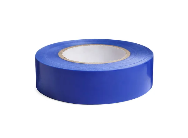 Reel Blue Insulating Tape Isolated White — Stock Photo, Image