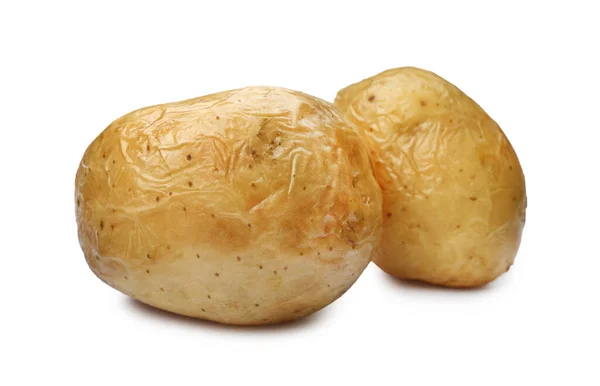 Tasty Whole Baked Potatoes White Background — стоковое фото