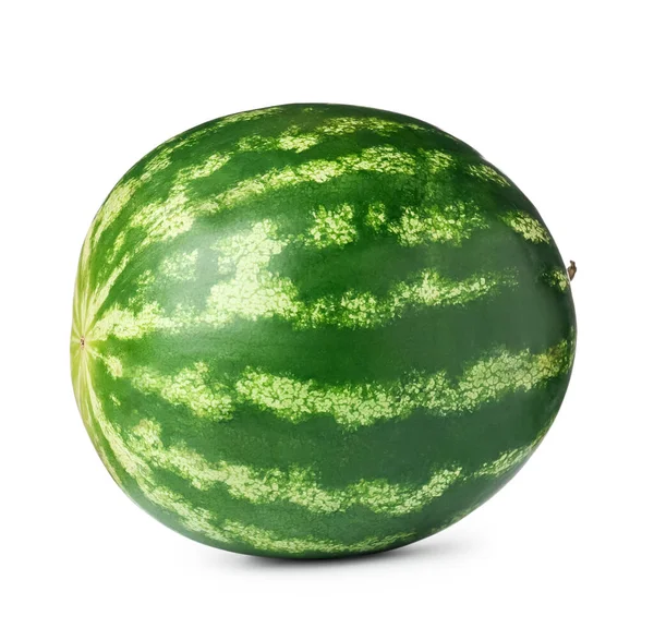 One Whole Ripe Watermelon Isolated White — 图库照片