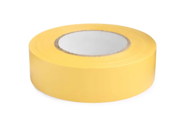 Yellow Insulating Tape Isolated White Electrician Supply — Stockfoto