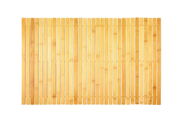 Wooden Bath Mat Isolated White Top View — Foto Stock