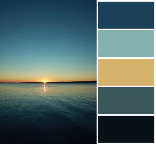 Color Palette Appropriate Photo Beautiful Sunset Calm River — Stok Foto