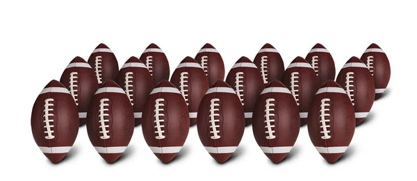 Set Leather American Football Balls White Background Banner Design —  Fotos de Stock