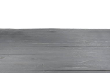 Empty grey wooden surface isolated on white
