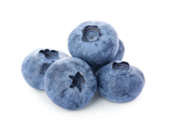 Pile Tasty Fresh Ripe Blueberries White Background — стоковое фото