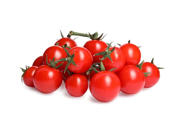 Tomates Cerises Mûres Fraîches Sur Fond Blanc — Photo