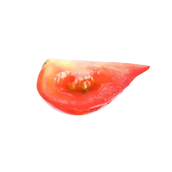 Piece Ripe Red Tomato White Background —  Fotos de Stock