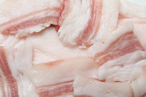 Scheiben Schmackhaftes Schweinefleisch Als Hintergrund Draufsicht — Stockfoto
