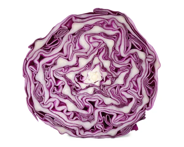 Half Fresh Ripe Red Cabbage Isolated White — Foto de Stock
