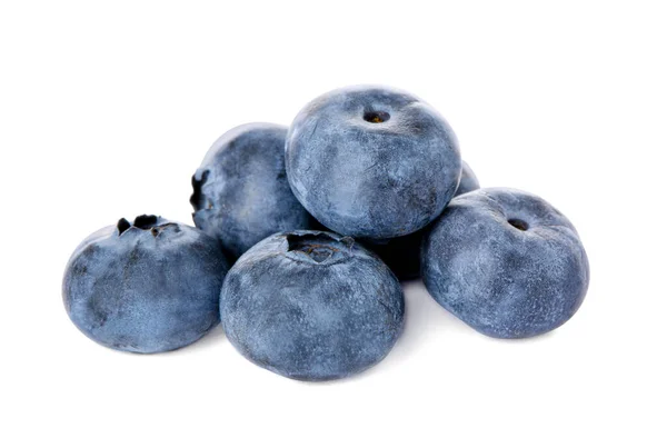 Pile Tasty Fresh Ripe Blueberries White Background — стоковое фото