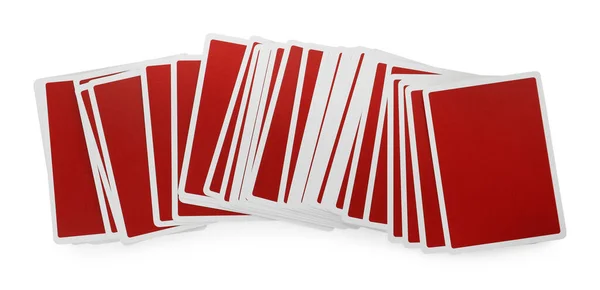 Deck Playing Cards Isolated White Top View Poker Game — Foto de Stock