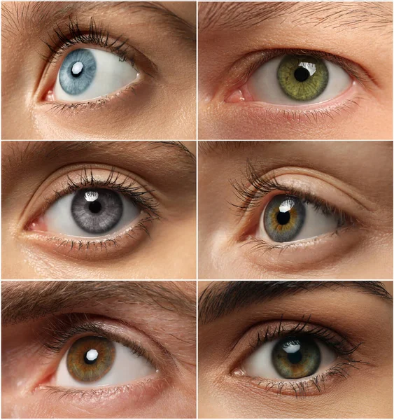 Collage Photos People Beautiful Eyes Different Colors — Stok fotoğraf