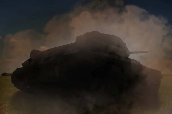 Silhouette Tank Battlefield Military Machinery — Foto de Stock