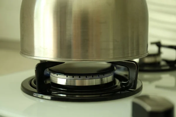 Kettle Gas Burner Stove Kitchen Closeup — Stockfoto