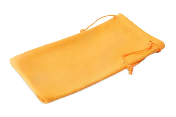 Orange Cloth Sunglasses Bag Isolated White — стоковое фото