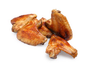 Delicious fried chicken wings isolated on white background