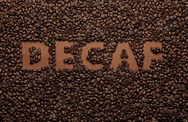 Word Decaf Coffee Beans Top View — Stockfoto