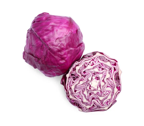 Fresh Red Cabbage White Background Top View — ストック写真