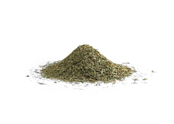 Pile Aromatic Dry Dill White Background — Zdjęcie stockowe