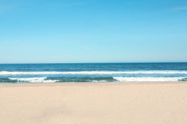 Picturesque view of beautiful sea and sandy beach on sunny day