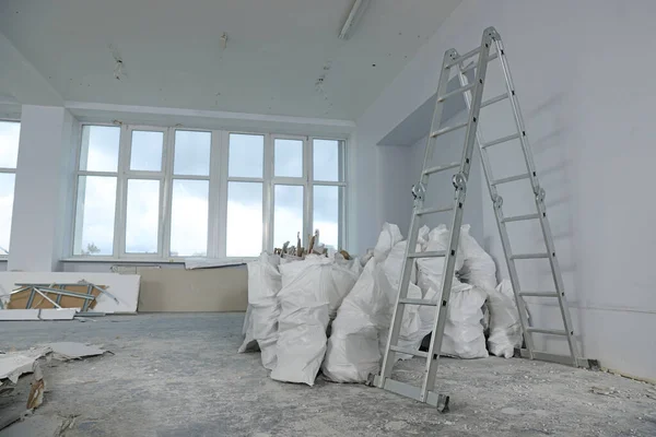 Used Building Materials Stepladder Room Prepared Renovation — Fotografia de Stock