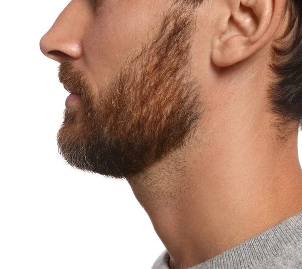 Man Beard White Background Closeup — Zdjęcie stockowe