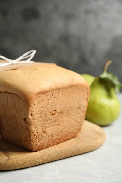 Tasty Pear Bread Light Grey Table Homemade Cake — Foto Stock