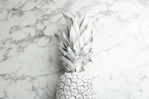 White Pineapple Marble Background Top View Creative Concept — Fotografia de Stock